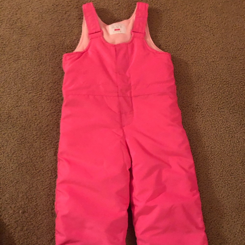 SOLD Hot pink toddler snow overalls